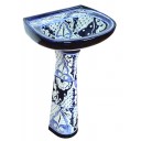 Mexican Talavera Pedestal Sink Pluma Azul